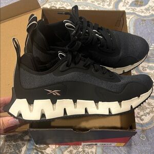 Reebok Womens Black and off White Athletic Shoes